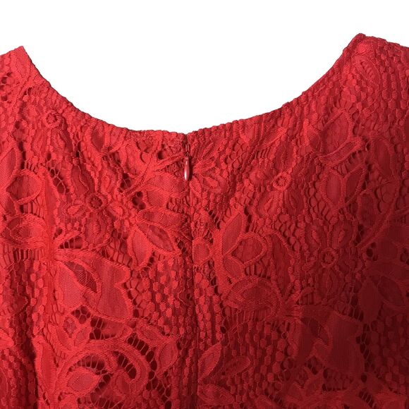 NWT Sharagano New York Women's Poppy Colored Fully Laced Midi Dress  Size 24 W - Picture 4 of 11